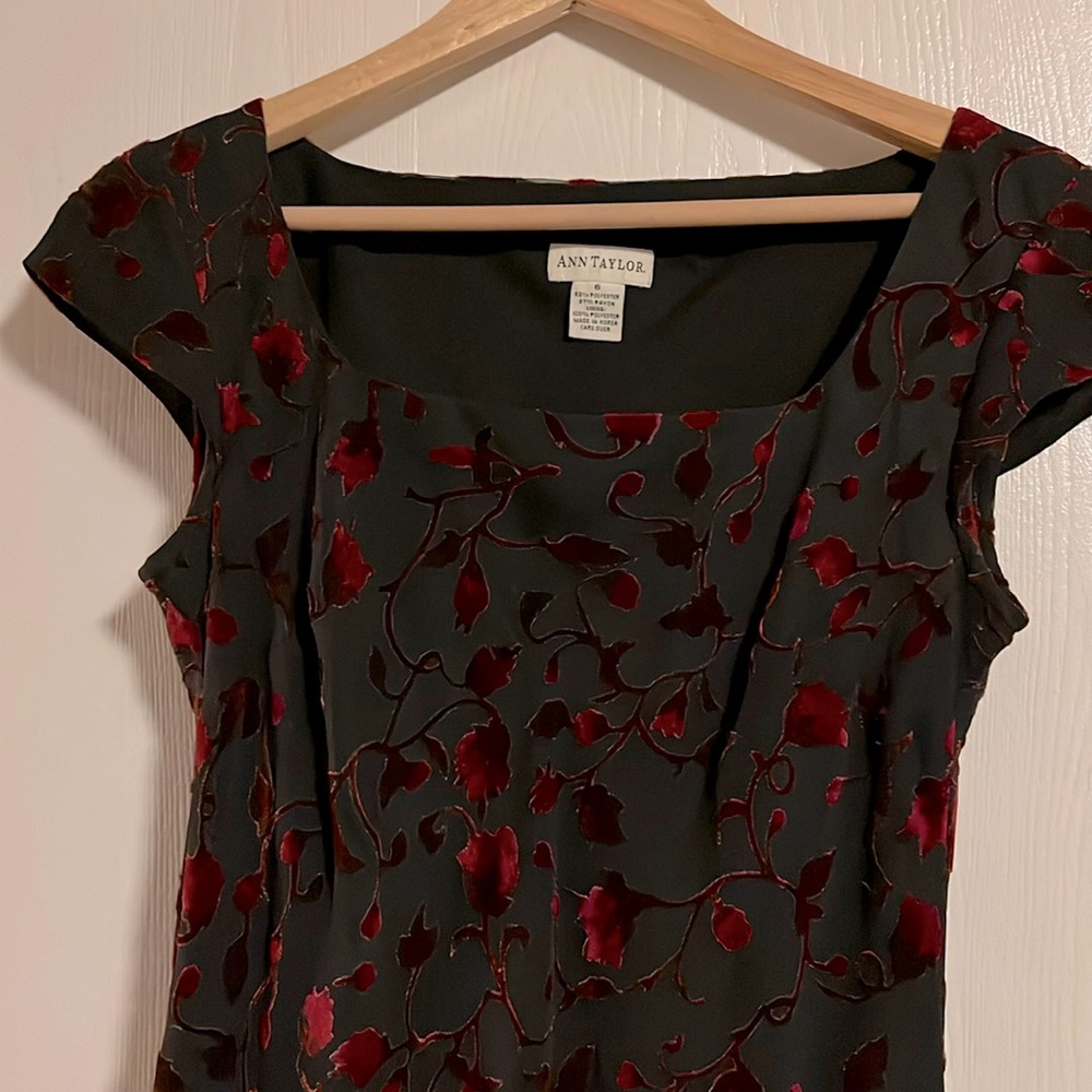 Beautiful vintage Ann Taylor velvet burn out style dress size 6.